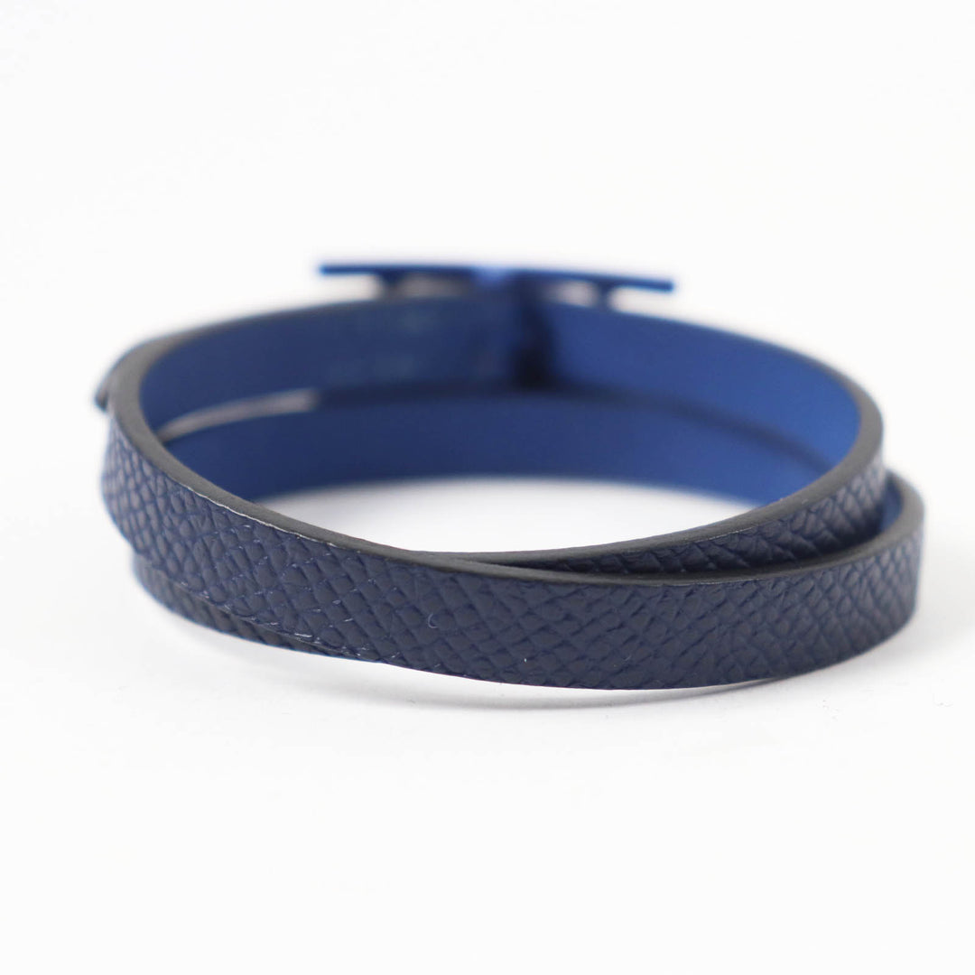 Great HERMES bracelet Beapi de Bourtour Navy leather Women
