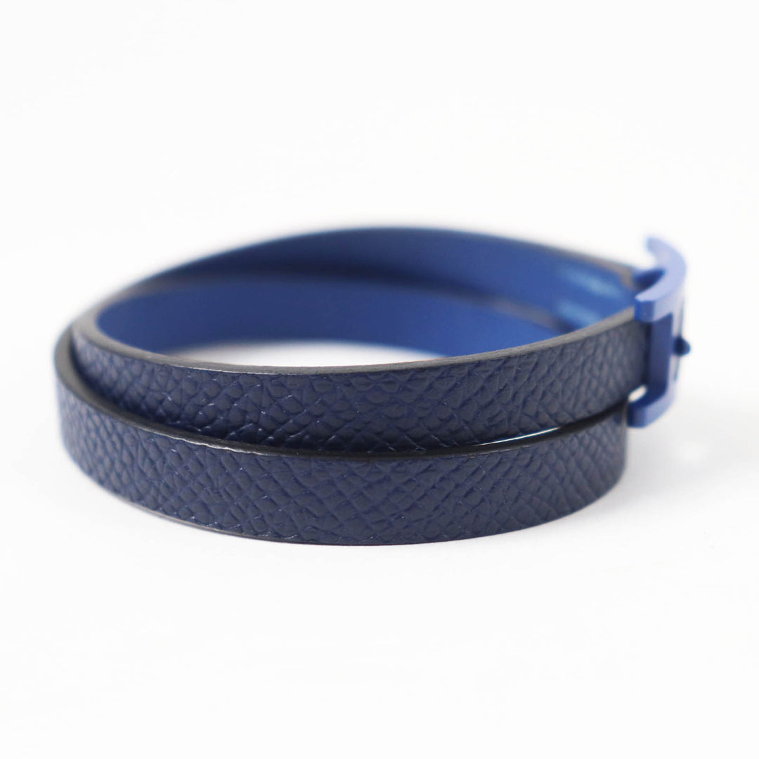 Great HERMES bracelet Beapi de Bourtour Navy leather Women