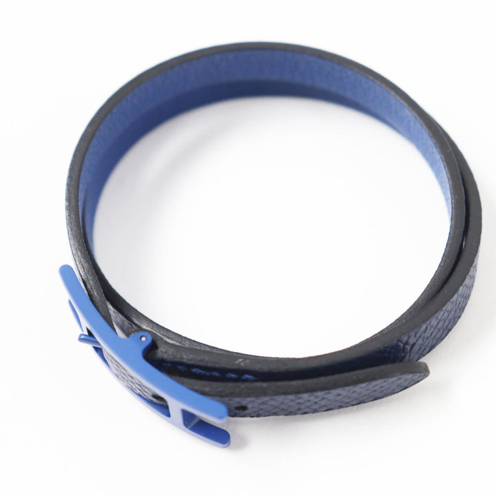 Great HERMES bracelet Beapi de Bourtour Navy leather Women