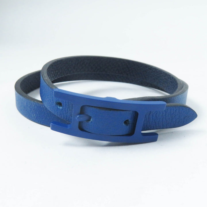 Great HERMES bracelet Beapi de Bourtour Navy leather Women