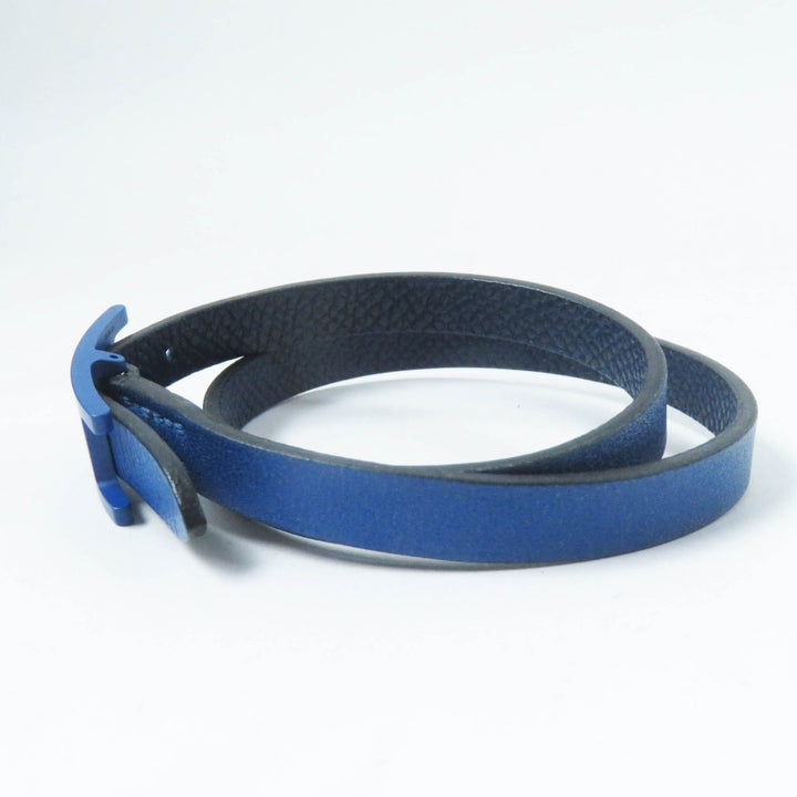 Great HERMES bracelet Beapi de Bourtour Navy leather Women