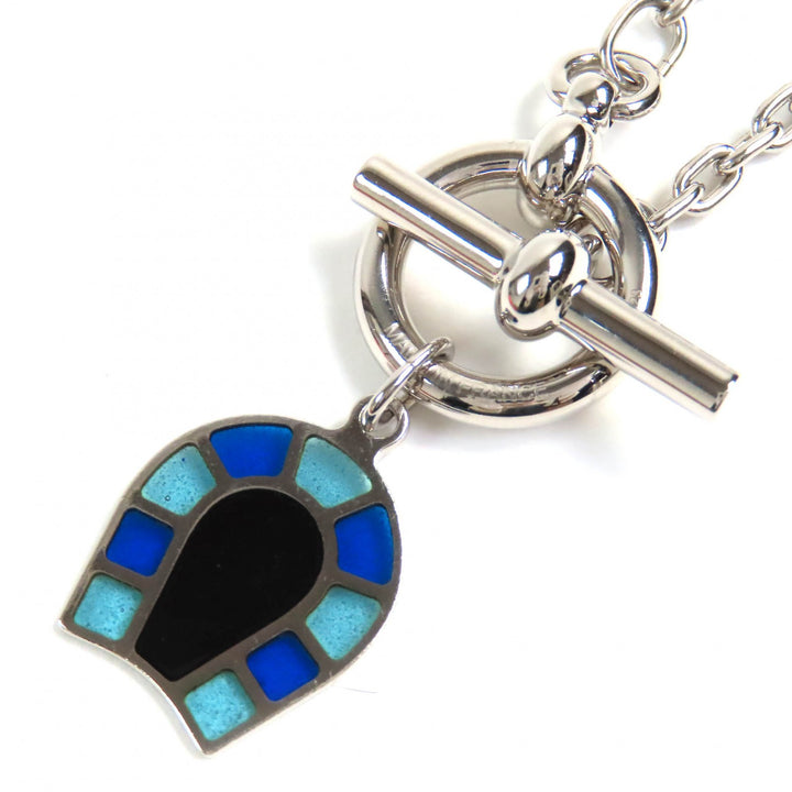 Great HERMES Necklace Necklace Helios Faire a Cheval Horseshoe Pendant enamel