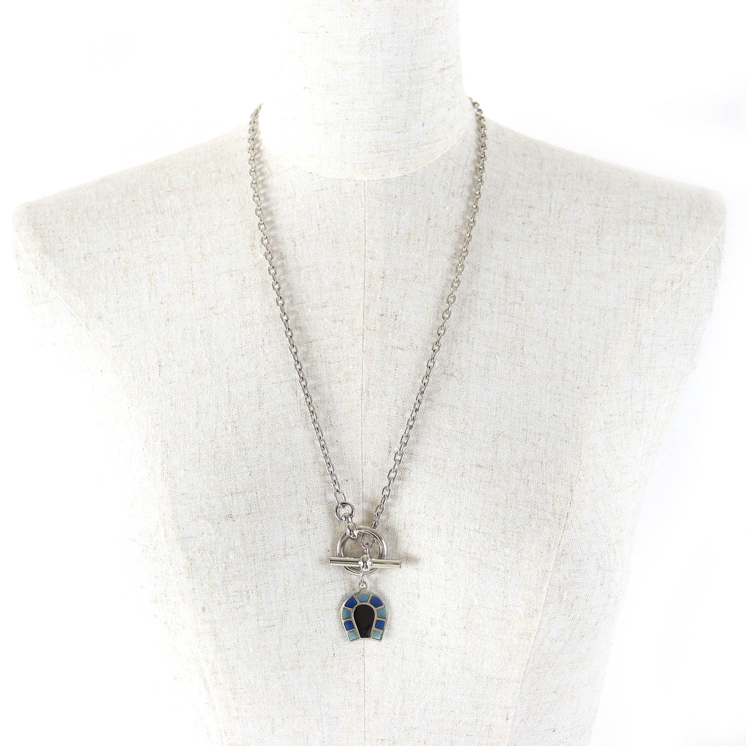 Great HERMES Necklace Necklace Helios Faire a Cheval Horseshoe Pendant enamel