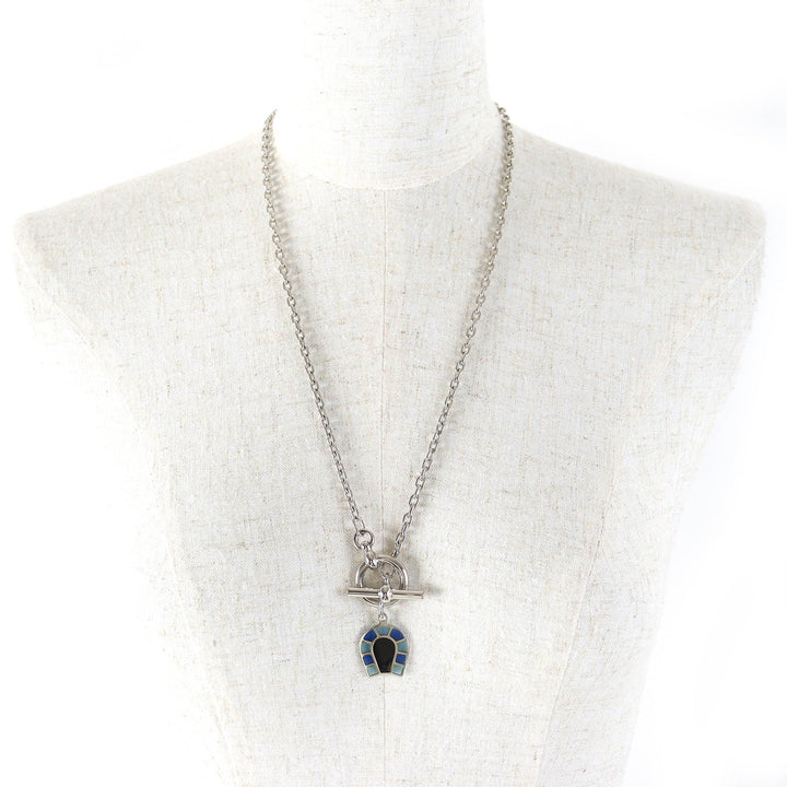 Great HERMES Necklace Necklace Helios Faire a Cheval Horseshoe Pendant enamel