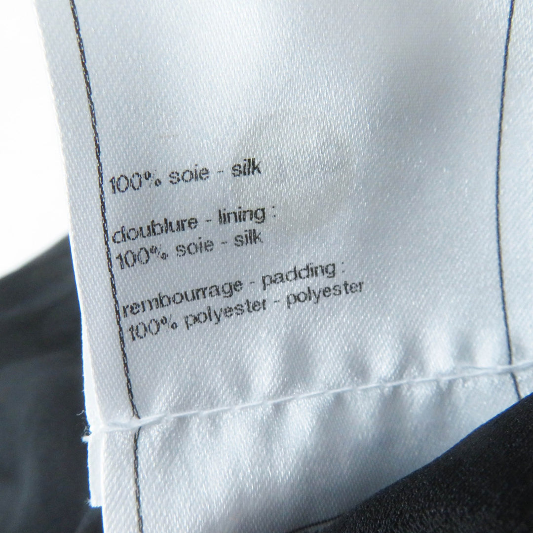 Excellent CHANEL Jacket COCO MarkChain design hoodie/ black silk Women 34 23B P75490