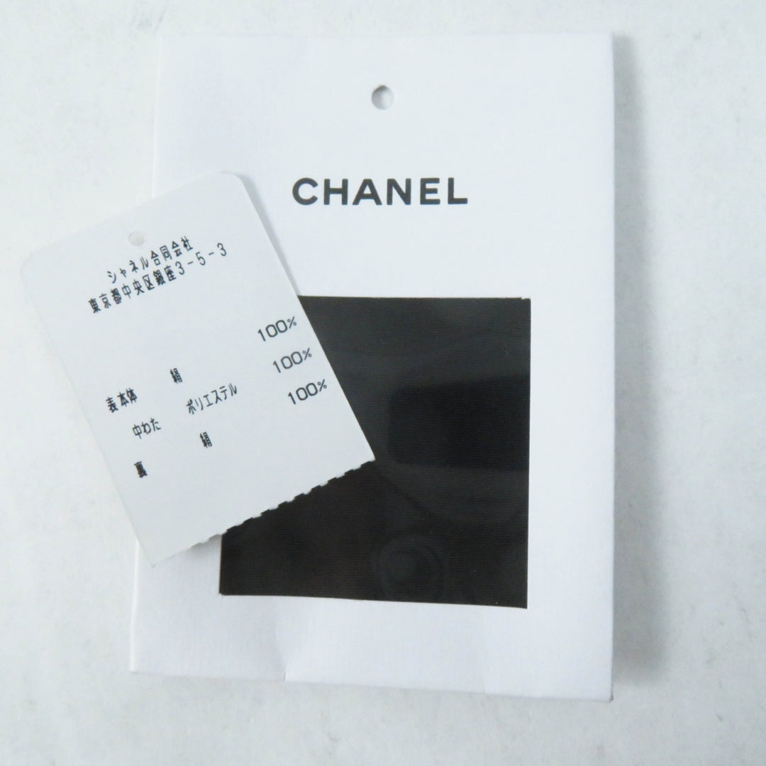 Excellent CHANEL Jacket COCO MarkChain design hoodie/ black silk Women 34 23B P75490