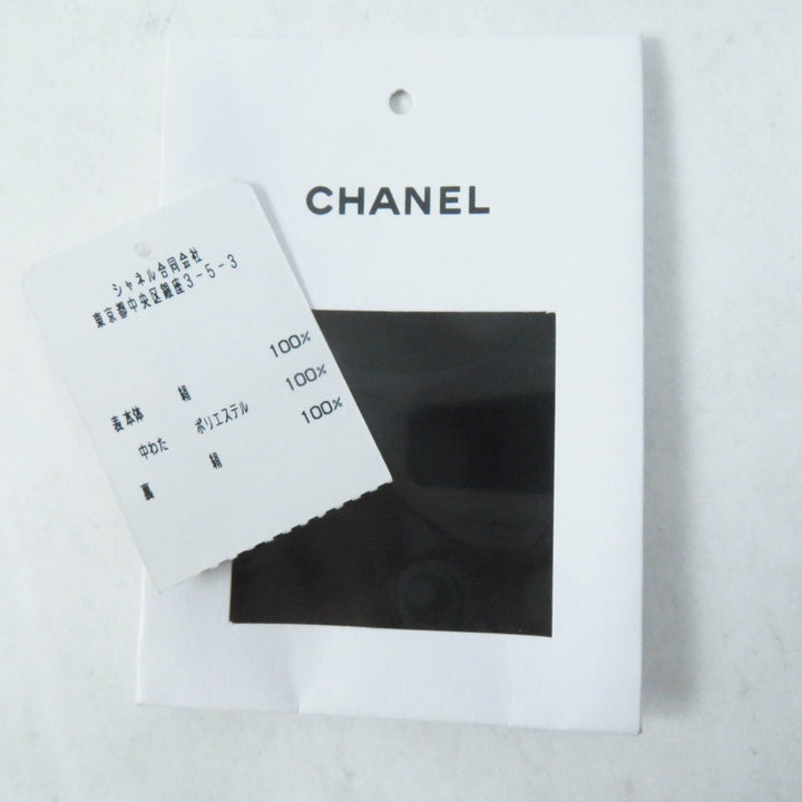 Excellent CHANEL Jacket COCO MarkChain design hoodie/ black silk Women 34 23B P75490