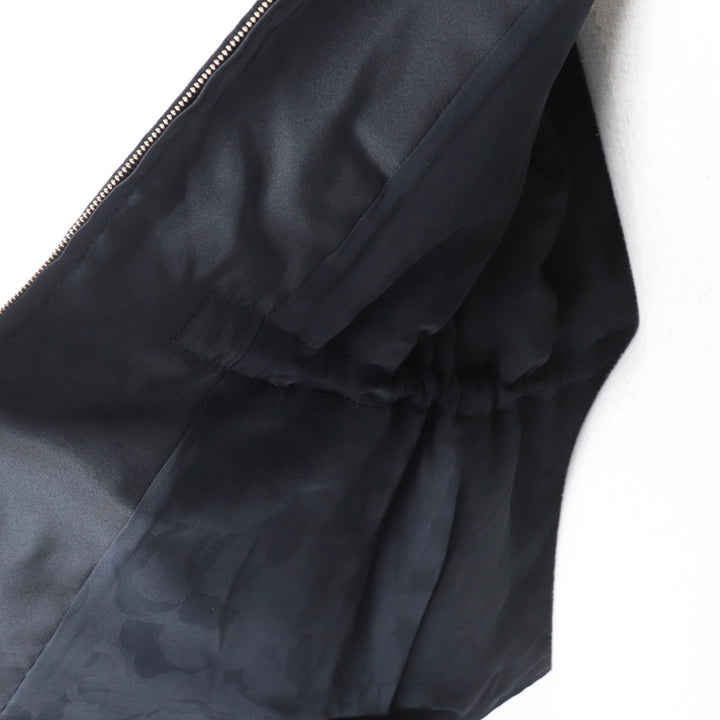 Excellent CHANEL Jacket COCO MarkChain design hoodie/ black silk Women 34 23B P75490