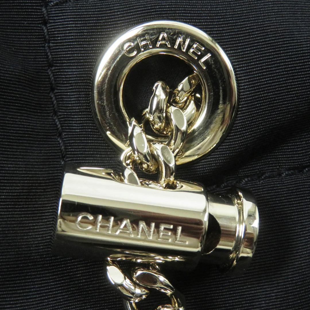 Excellent CHANEL Jacket COCO MarkChain design hoodie/ black silk Women 34 23B P75490