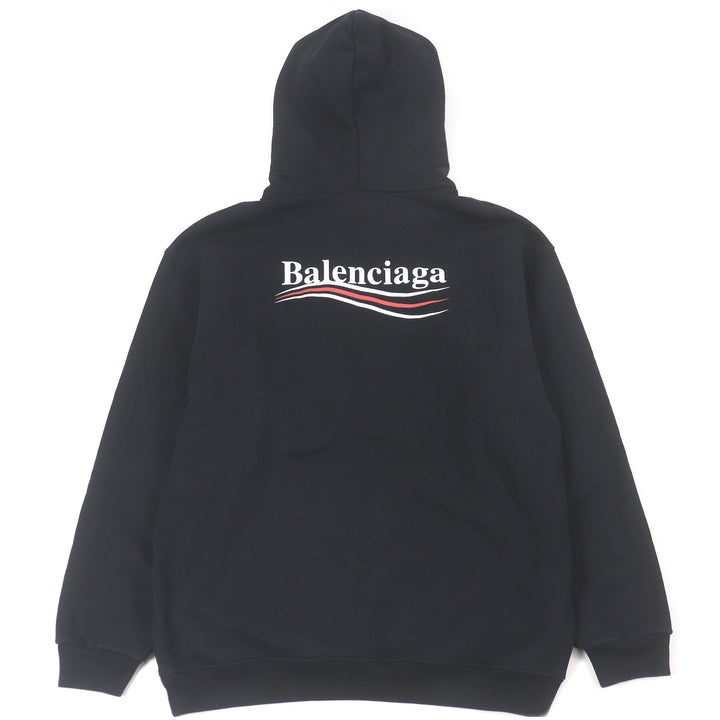 Great BALENCIAGA hoodie Campaign logo print oversized black cotton mens XXS