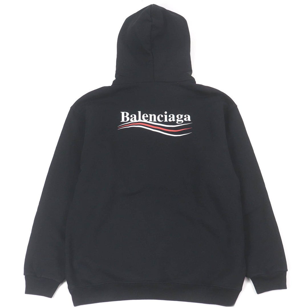 Great BALENCIAGA hoodie Campaign logo print oversized black cotton mens XXS 600583