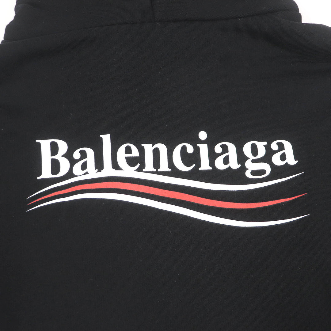 Great BALENCIAGA hoodie Campaign logo print oversized black cotton mens XXS