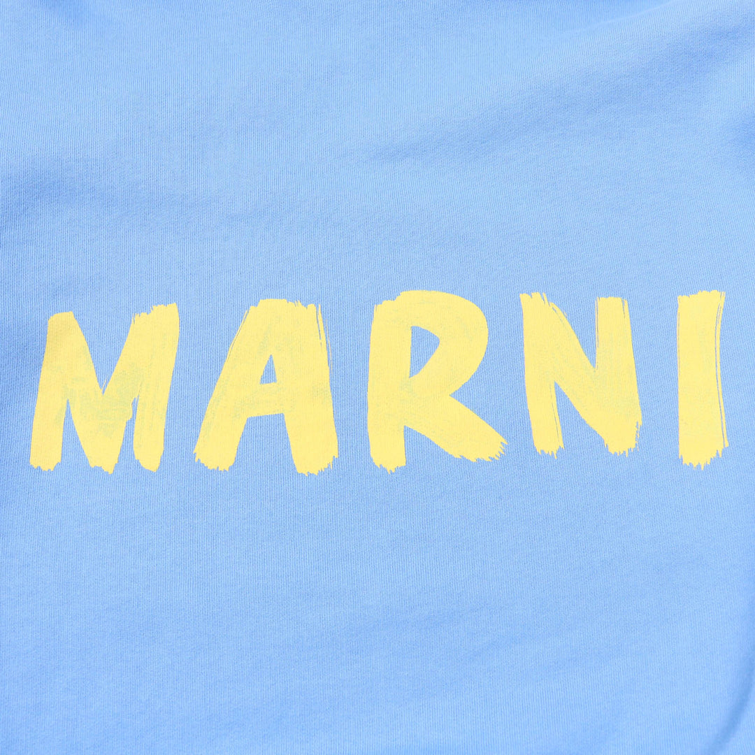 Excellent MARNI hoodie Lettering print oversized pullover blue cotton Women 36 ELJE0157P1