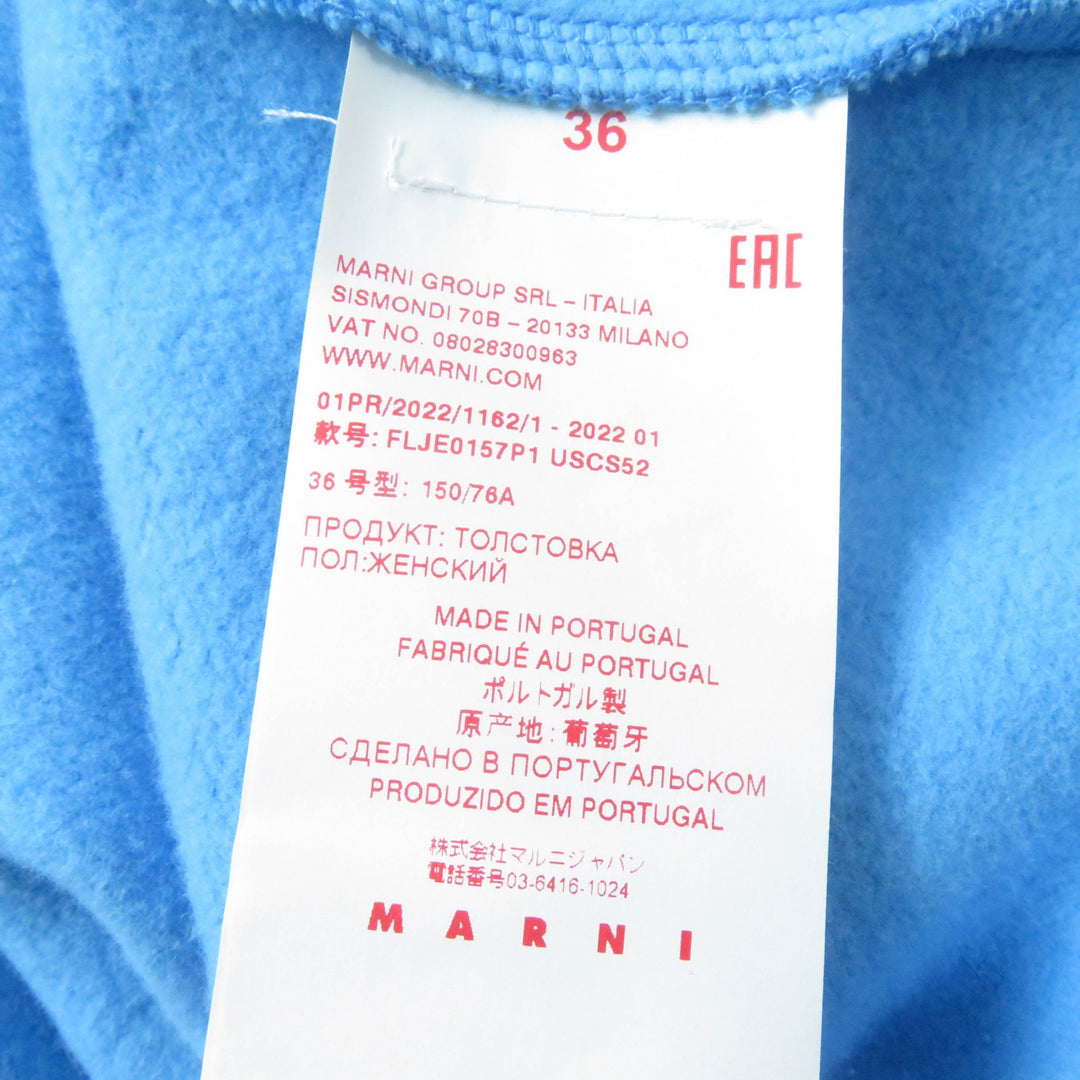 Excellent MARNI hoodie Lettering print oversized pullover blue cotton Women 36 ELJE0157P1