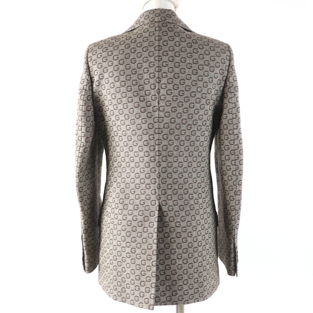 Excellent GUCCI Logo Pattern Vest and Jacket 2-Piece Set Brown Women 36 652629