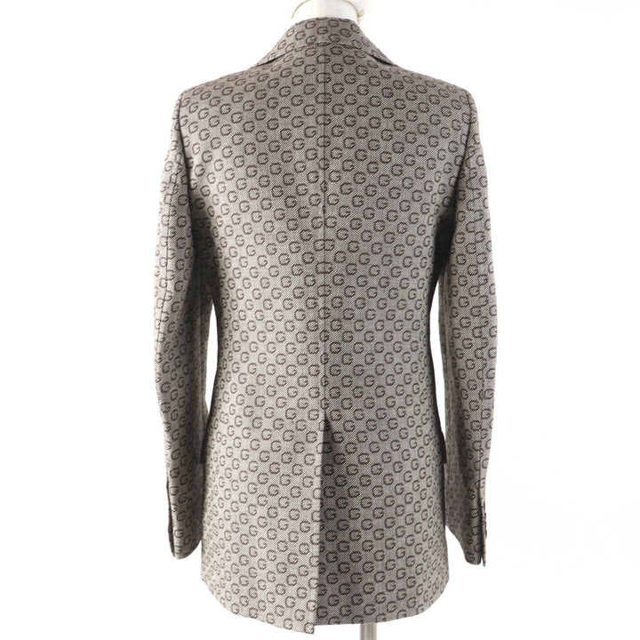 Excellent GUCCI Logo Pattern Vest and Jacket 2-Piece Set Brown Women 36 652629