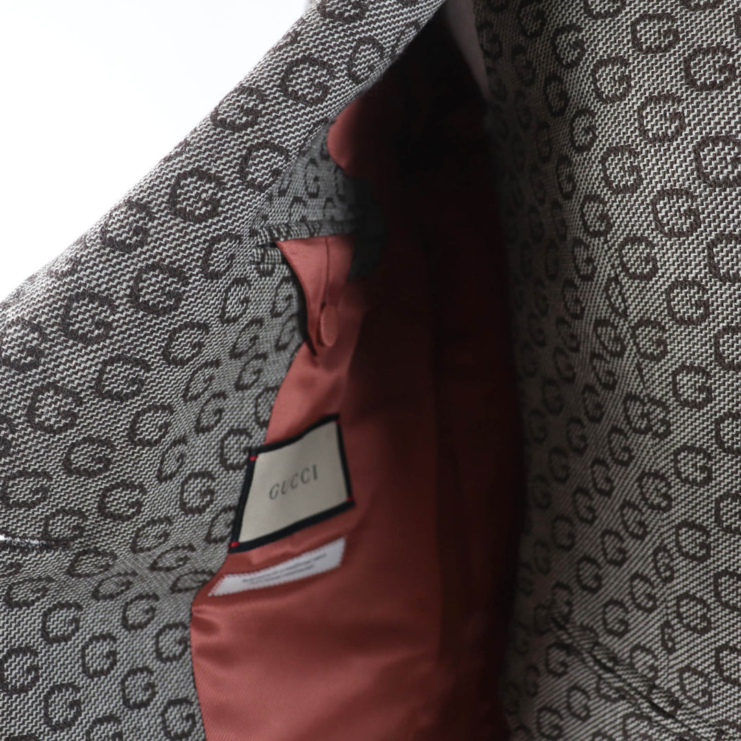 Excellent GUCCI Logo Pattern Vest and Jacket 2-Piece Set Brown Women 36 652629