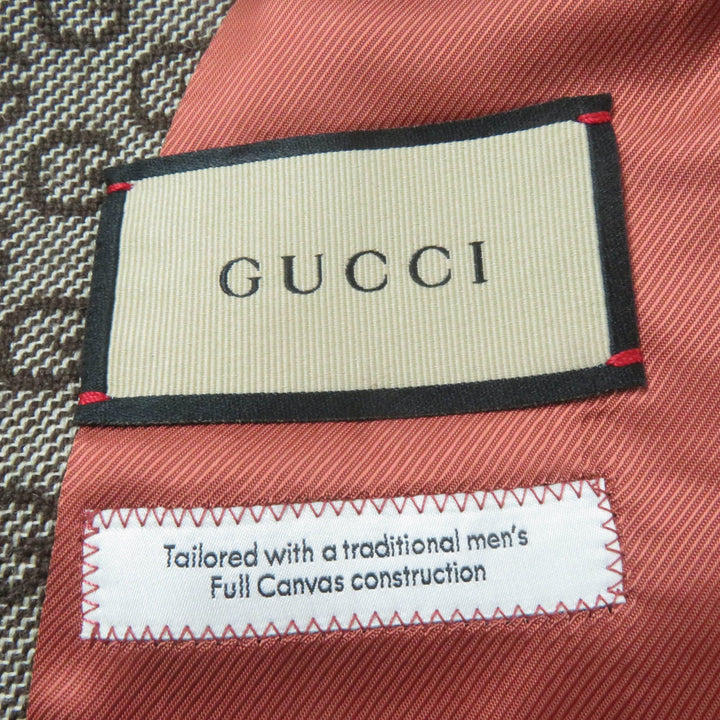 Excellent GUCCI Logo Pattern Vest and Jacket 2-Piece Set Brown Women 36 652629