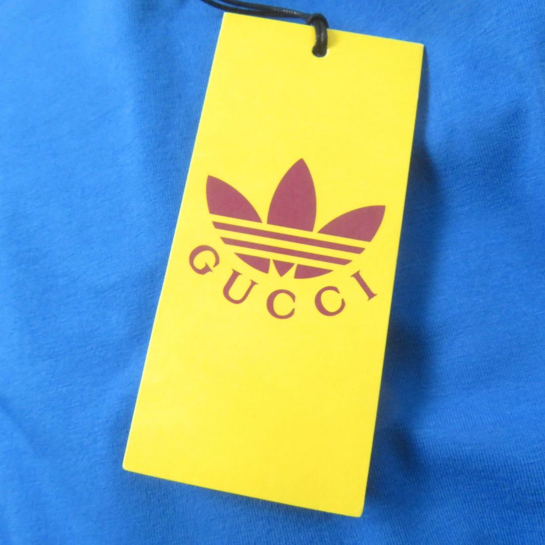 Pristine GUCCI×adidas Short sleeve T-shirt Trefoil print blue cotton Women S