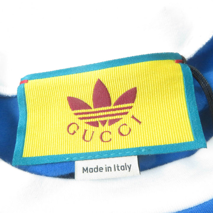 Pristine GUCCI×adidas Short sleeve T-shirt Trefoil print blue cotton Women S