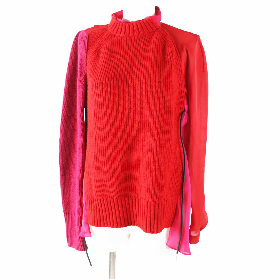Great Sacai knit Long sleeve knit docking drawstring blouse wool Women 1 21-05830