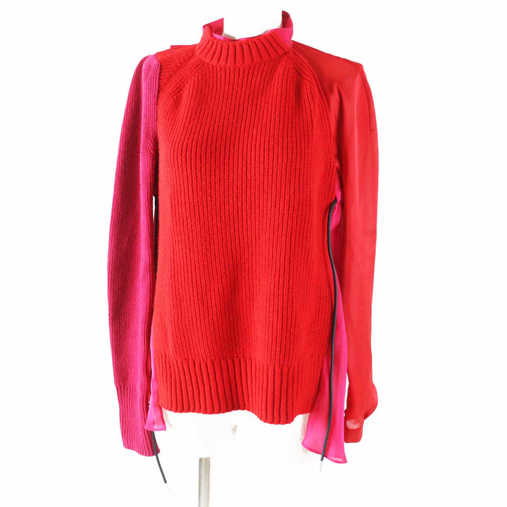 Great Sacai knit Long sleeve knit docking drawstring blouse