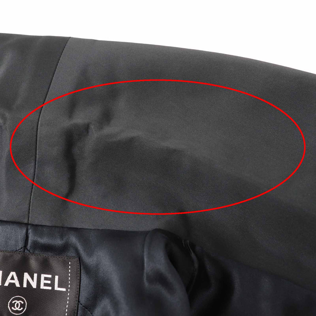 Great CHANEL coat COCO Mark button all-over pattern Black light beige Women 38
