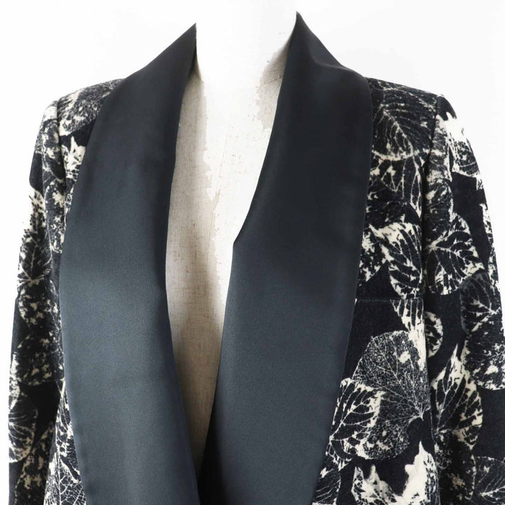 Great CHANEL coat COCO Mark button all-over pattern Black light beige Women 38 P60011