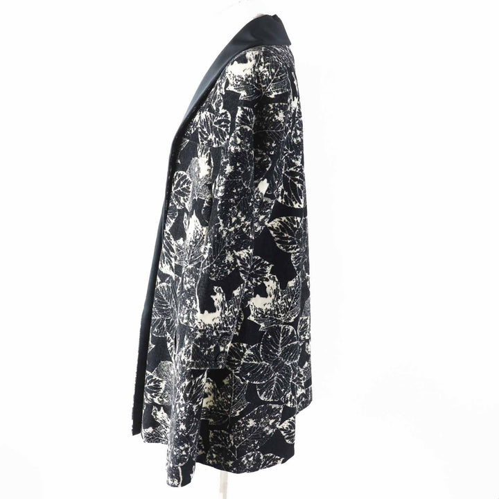 Great CHANEL coat COCO Mark button all-over pattern Black light beige Women 38 P60011