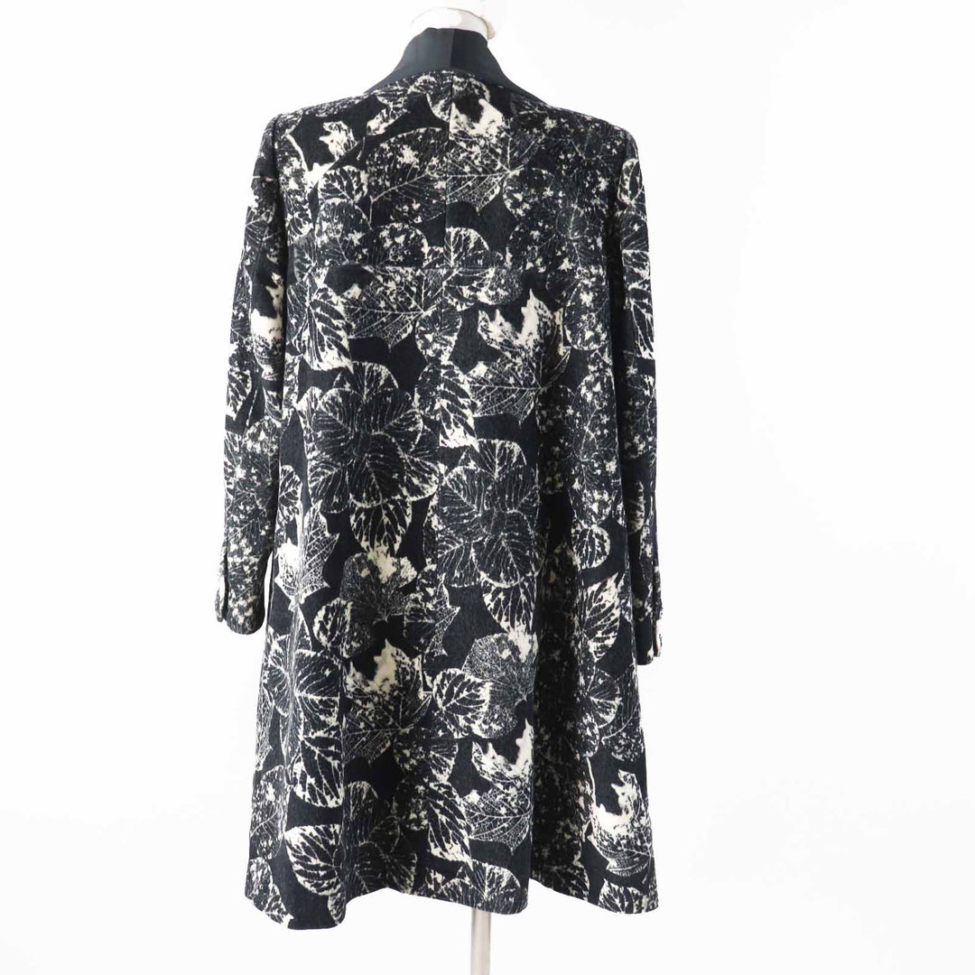 Great CHANEL coat COCO Mark button all-over pattern Black light beige Women 38 P60011