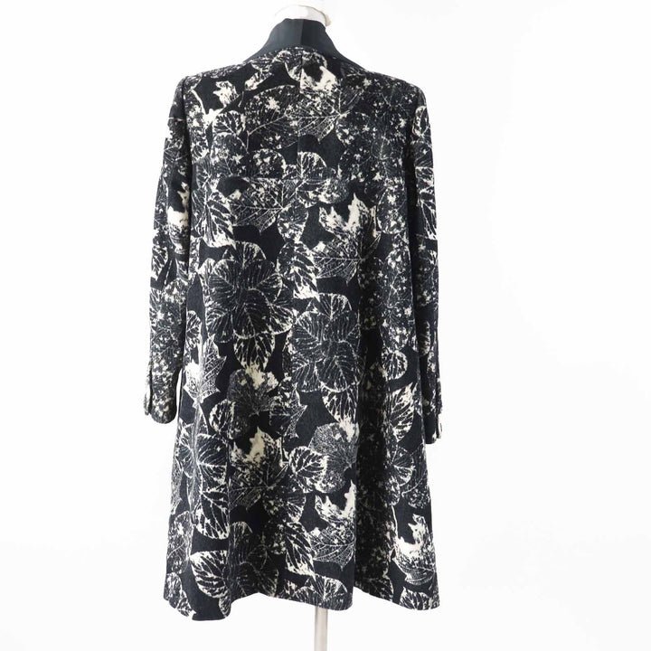 Great CHANEL coat COCO Mark button all-over pattern Black light beige Women 38 P60011