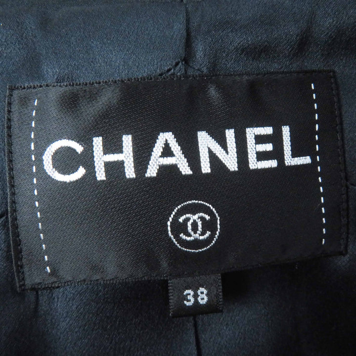 Great CHANEL coat COCO Mark button all-over pattern Black light beige Women 38 P60011