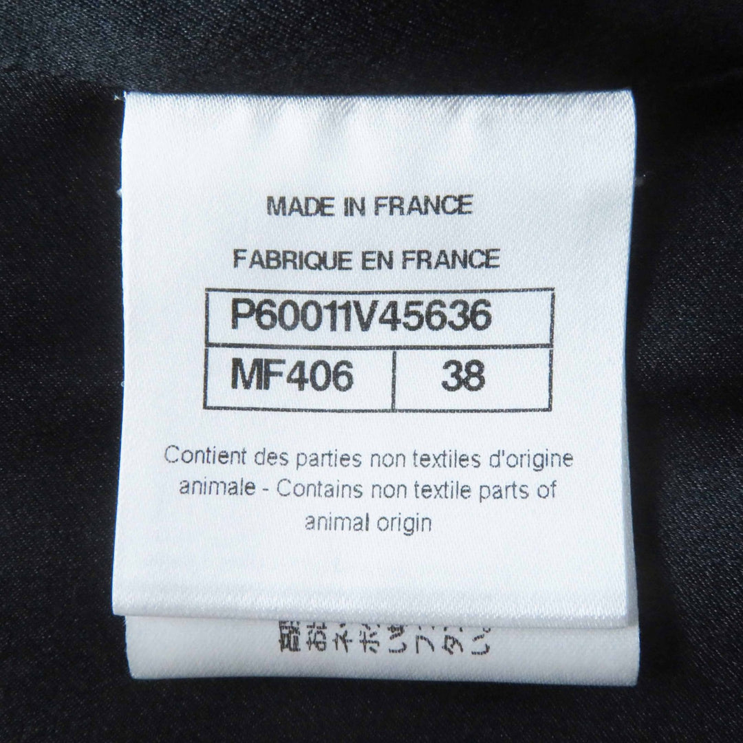 Great CHANEL coat COCO Mark button all-over pattern Black light beige Women 38 P60011