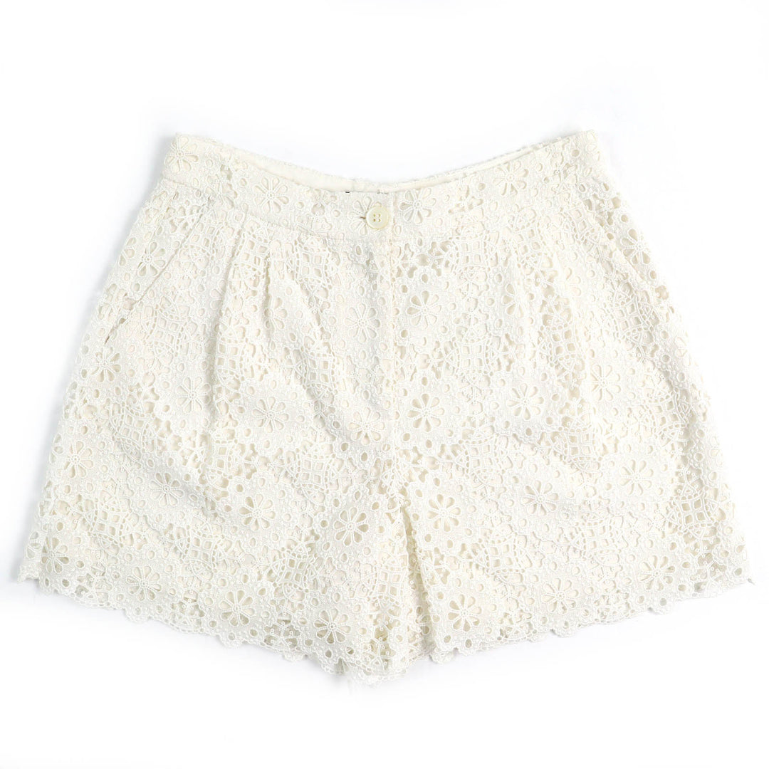 Excellent DOLCE&GABBANA Shorts Cutwork lace Ivory cotton Women 38