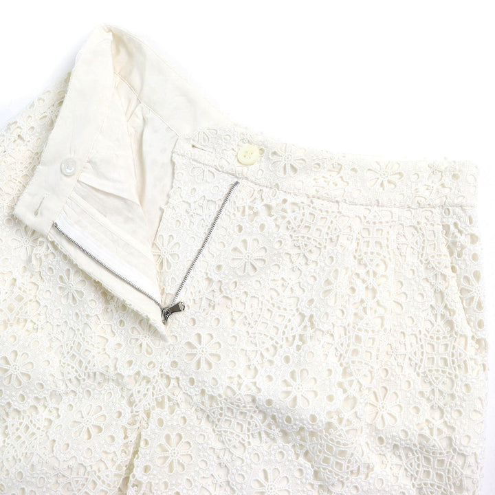 Excellent DOLCE&GABBANA Shorts Cutwork lace Ivory cotton Women 38