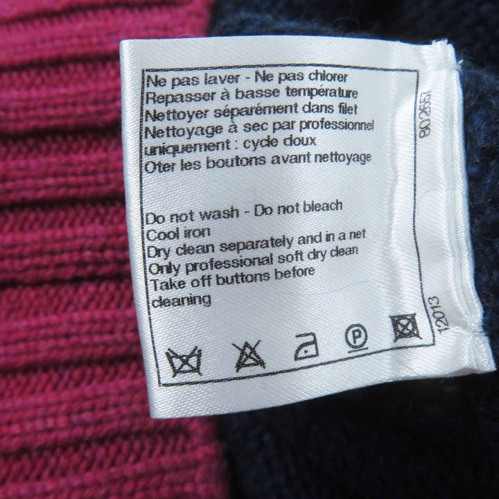 Excellent CHANEL knit With COCO Mark button Navy Pink Gray cashmere Women 38