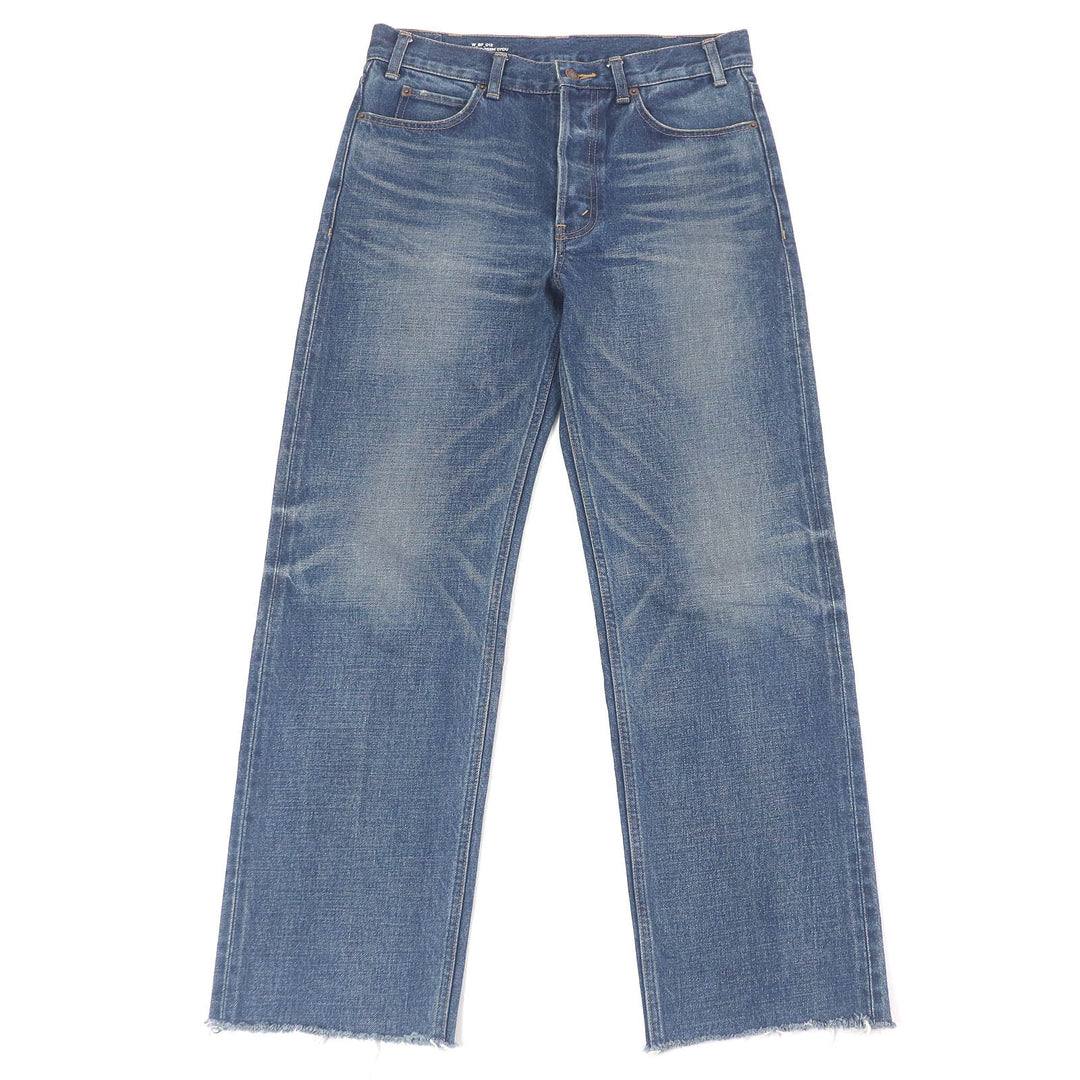 Great CELINE Denim pants Button fly cut off Indigo blue cotton mens 28