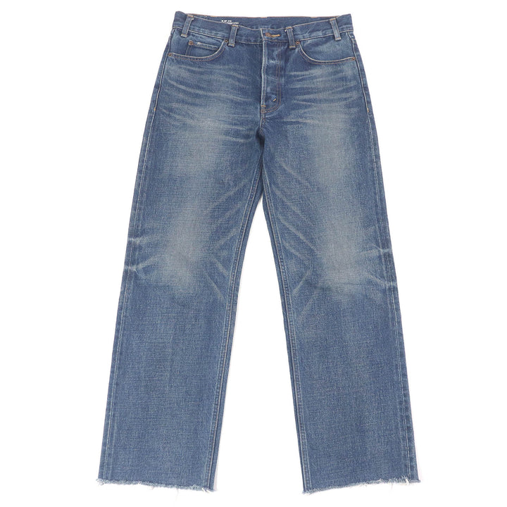 Great CELINE Denim pants Button fly cut off Indigo blue cotton mens 28