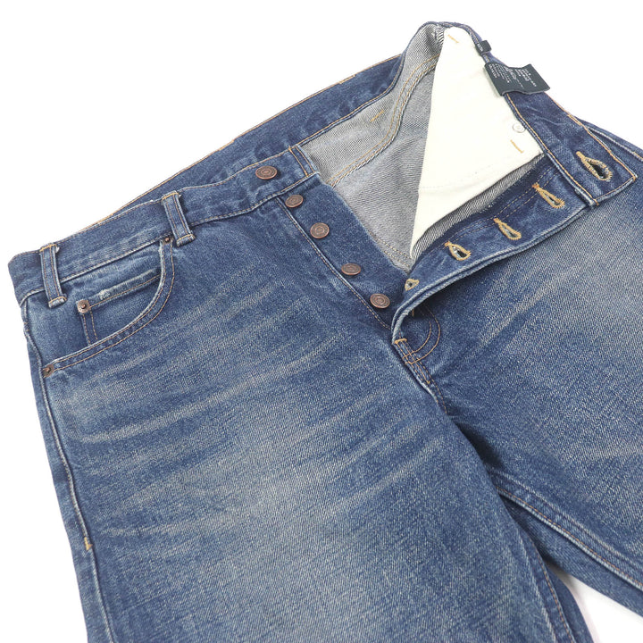 Great CELINE Denim pants Button fly cut off Indigo blue cotton mens 28