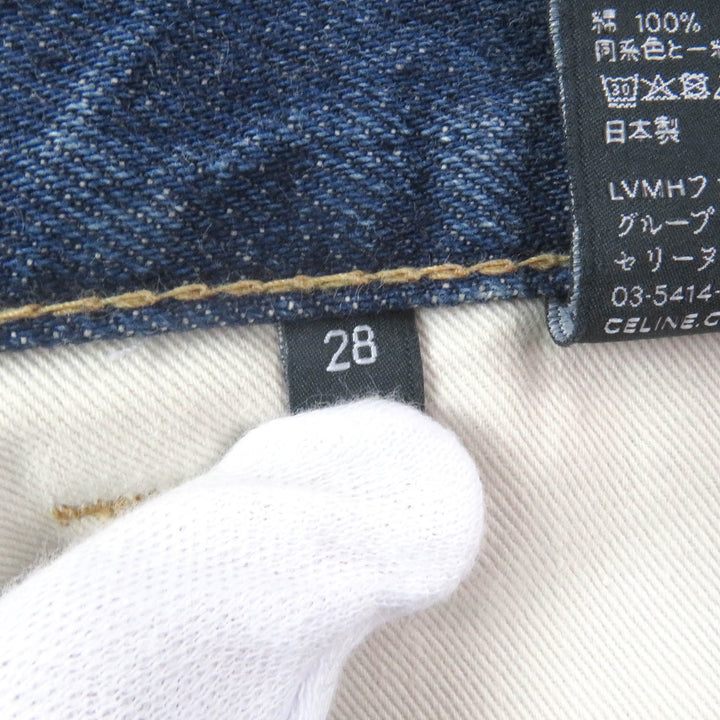Great CELINE Denim pants Button fly cut off Indigo blue cotton mens 28