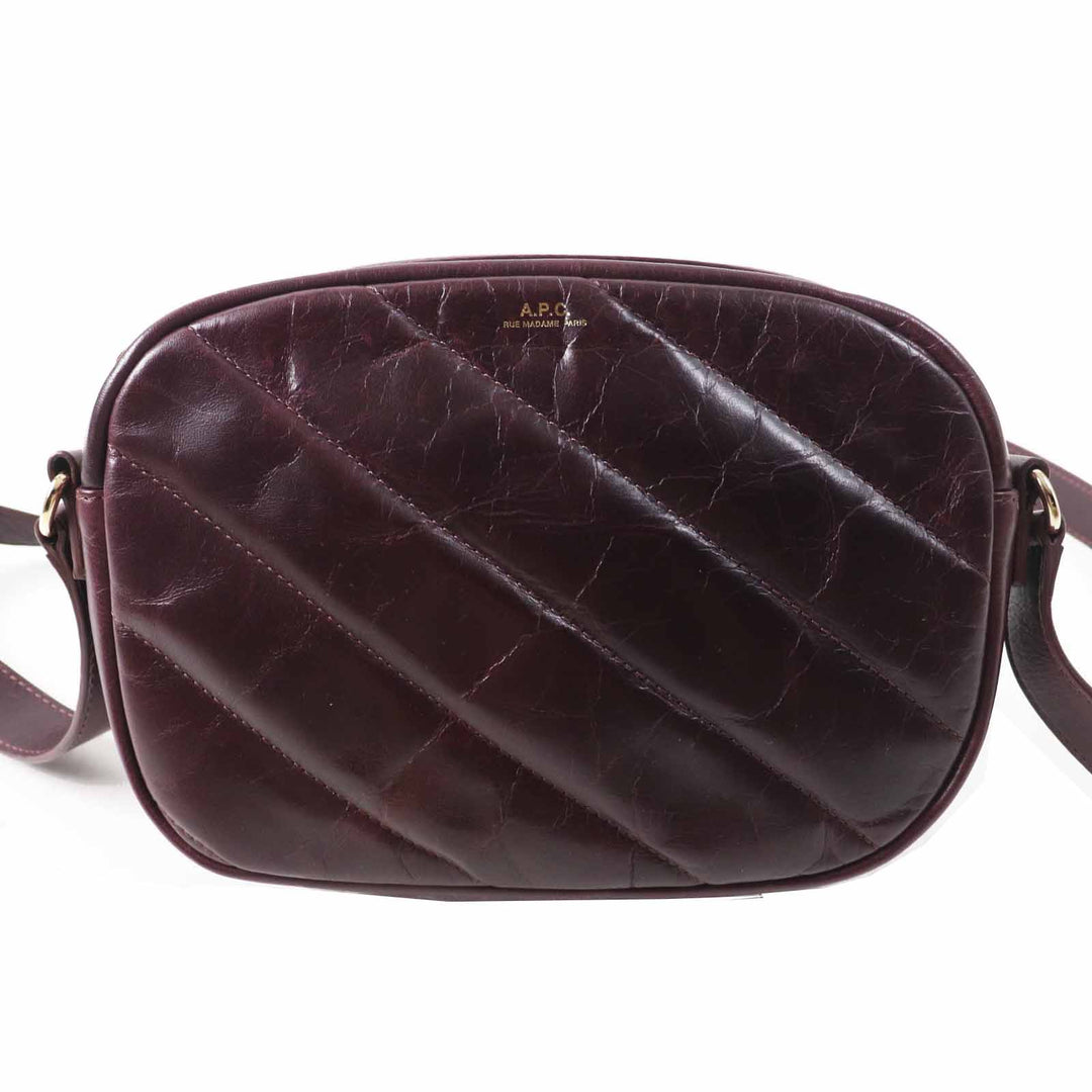 Excellent A.P.C. Shoulder Bag quilting Bordeaux series leather Women