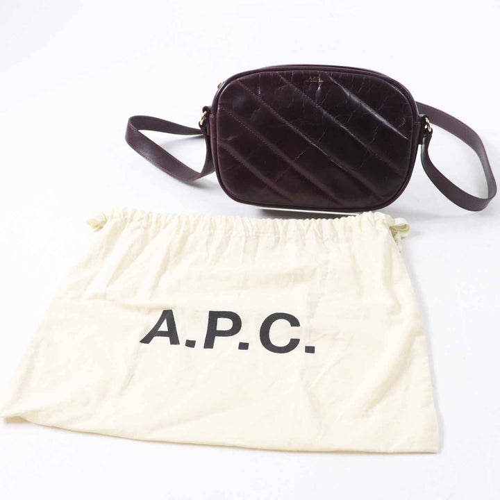 Excellent A.P.C. Shoulder Bag quilting Bordeaux series leather Women