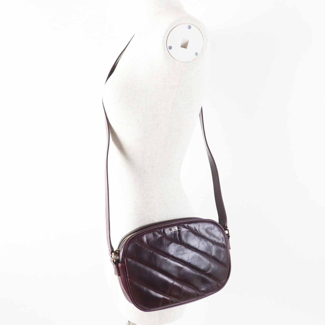 Excellent A.P.C. Shoulder Bag quilting Bordeaux series leather Women