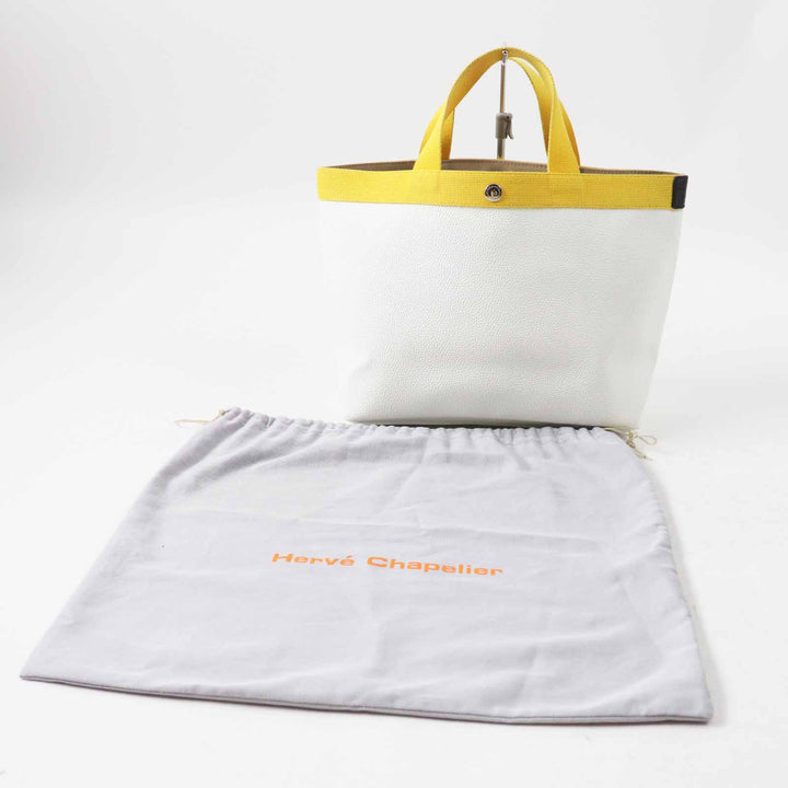 Very Good Herve Chapelier Handbag Luxe line yellow Coated canvas 704Gold Plated