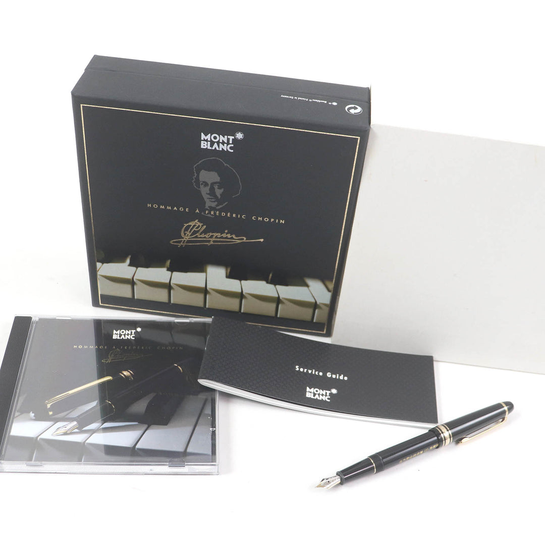Great MONTBLANC fountain pen Meisterstck 145 Pix Classic Chopin Black gold 14K mens