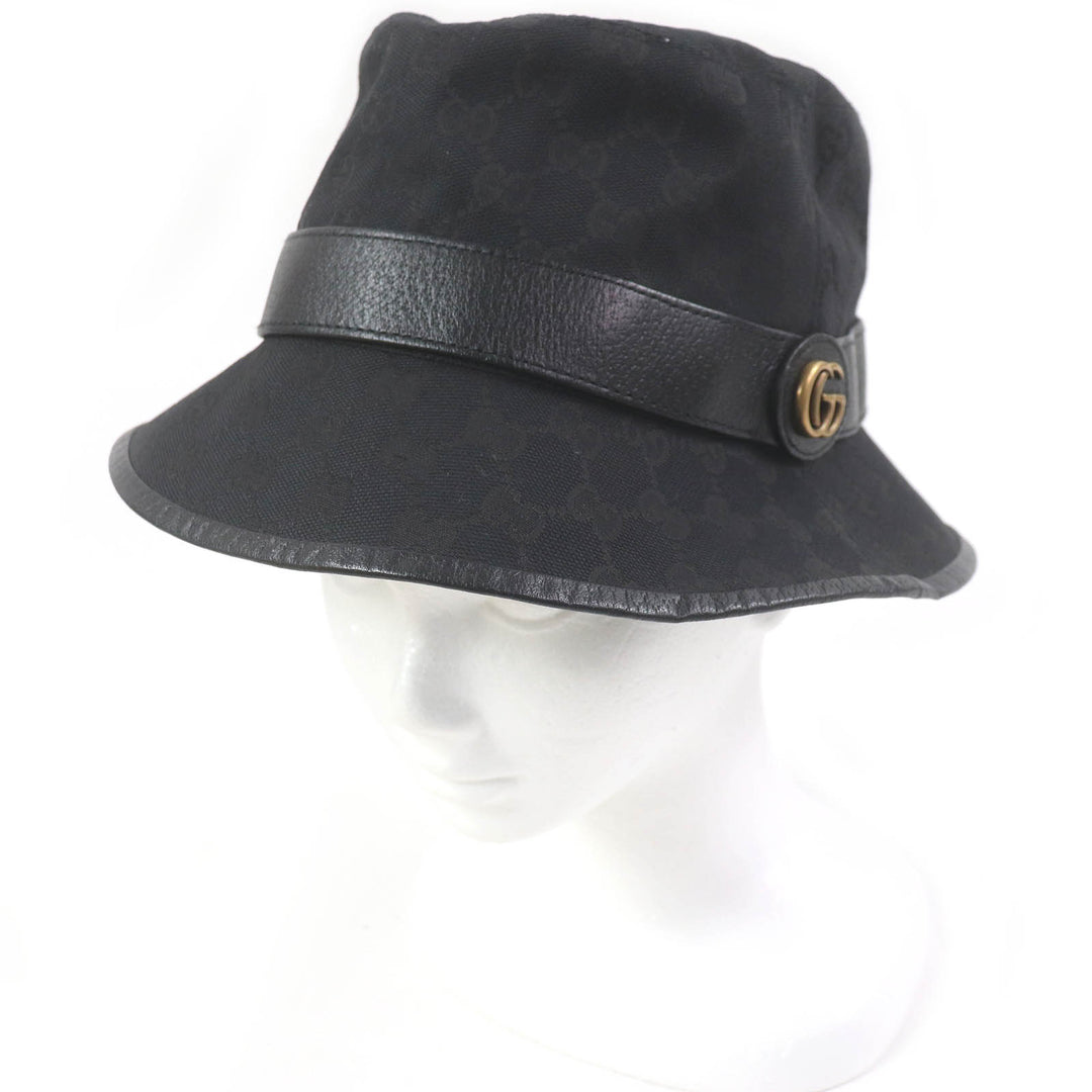 Great GUCCI hat GG Canvas Fedora Bucket Hat black polyester mens 576587