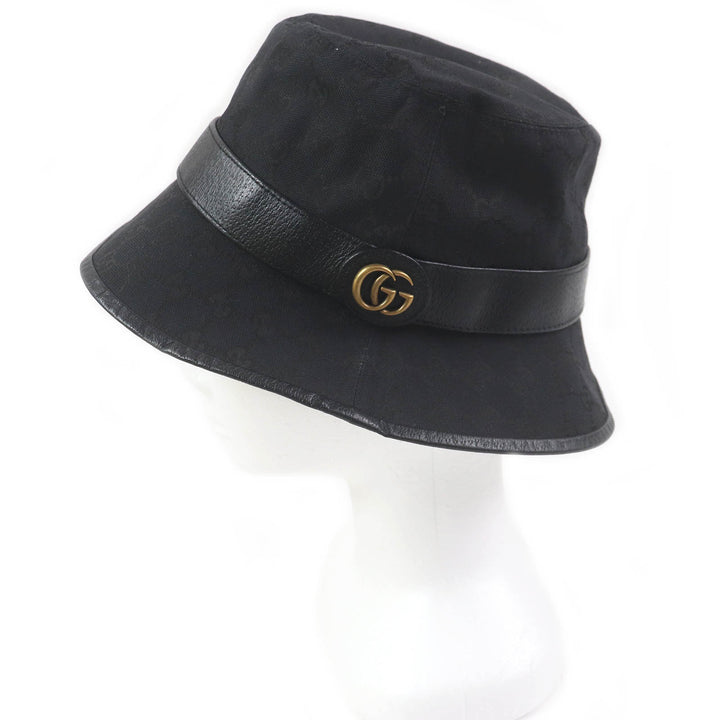 Great GUCCI hat GG Canvas Fedora Bucket Hat black polyester mens 576587