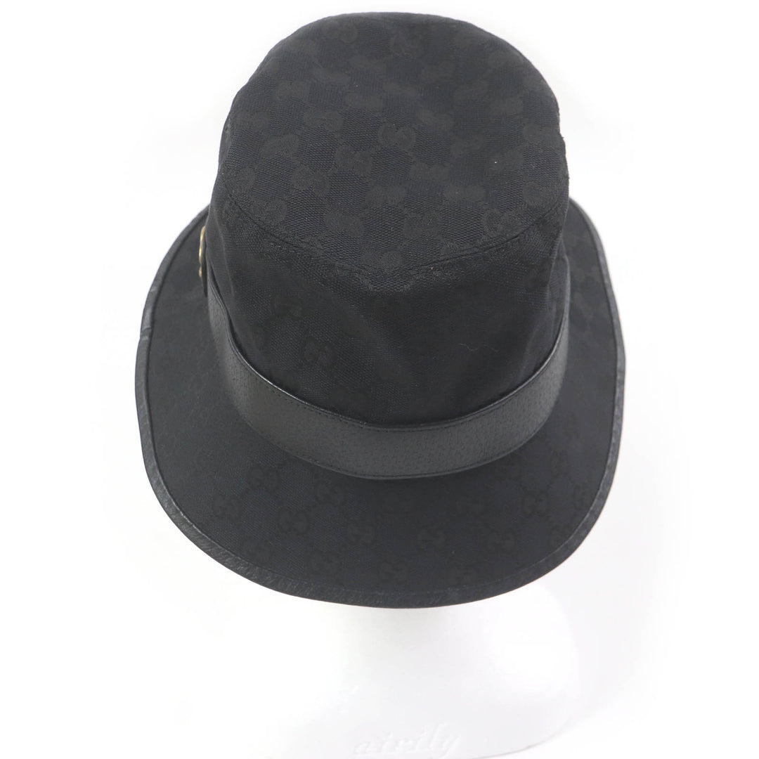 Great GUCCI hat GG Canvas Fedora Bucket Hat black polyester mens 576587