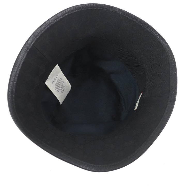 Great GUCCI hat GG Canvas Fedora Bucket Hat black polyester mens 576587