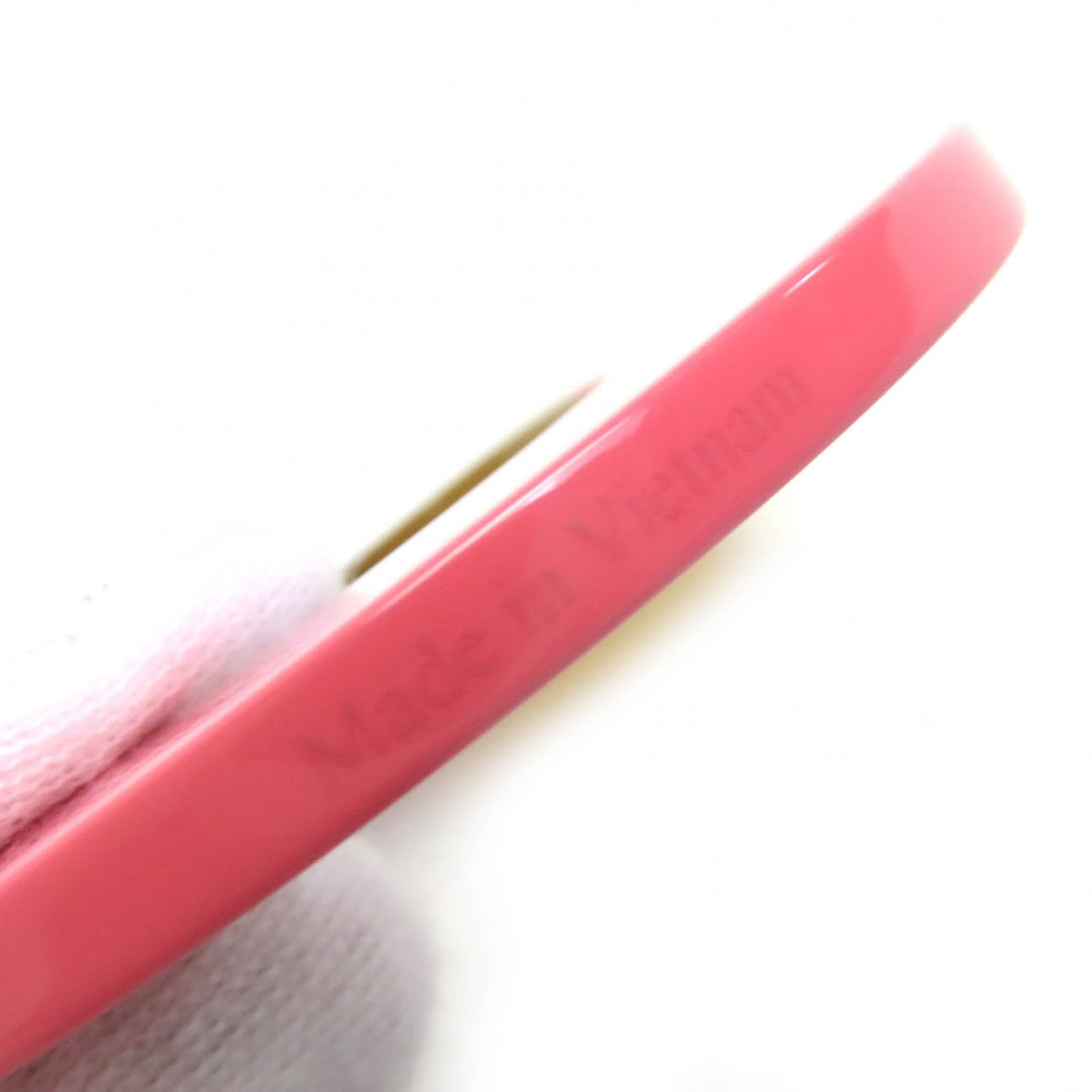Excellent HERMES Necklace Ism Bicolor Pendant Wood Beige Pink Buffalo horn Women